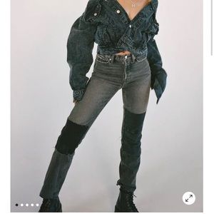 BDG High-Waisted Slim Straight Jean Patchwork